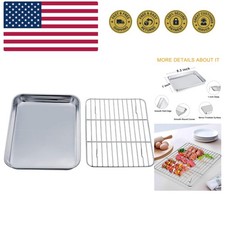Toaster Oven Tray and Rack Set, 9.3’’ x 7’’ x 1’’, Stainless Steel Toaster Ov...
