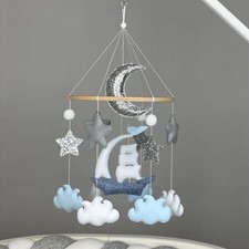 Baby crib mobile boy with ship Ocean nursery decor Nautical baby mobile coastal