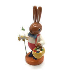 Alter Holz Hase mit Korb Blume Leichsenring Seiffen Erzgebirge DDR 8,5 cm Ostern