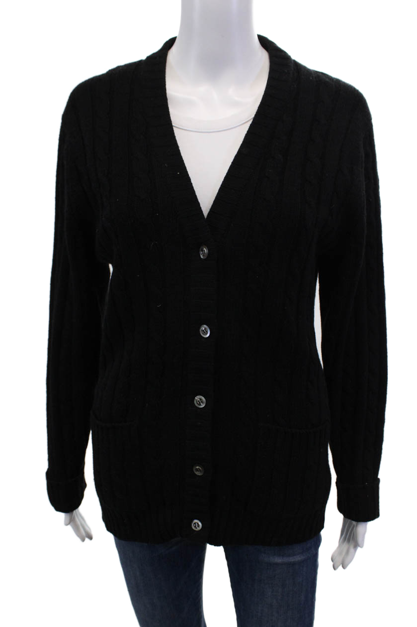Saint Laurent maglione cardigan donna maglia cavi cashmere nero taglia EUR 40