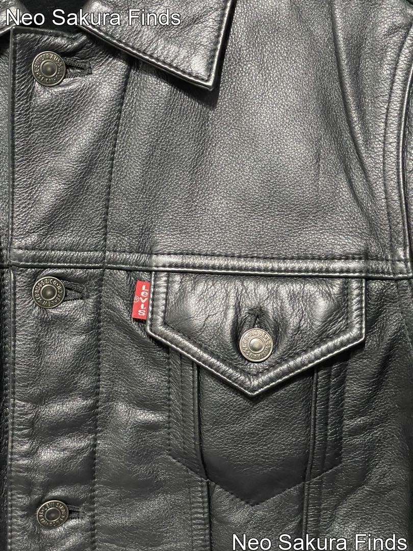 Authentic Levi's black leather jacket cowhide 3rd… - image 4