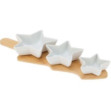 Snackschalen GLACIERA, 3 Sterne und Bambustablett