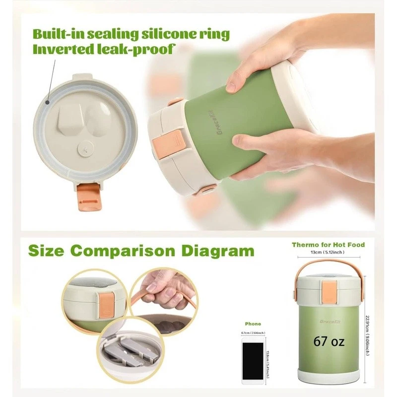 Thermo Hot Food Jar Stackable Bento Boxes Insulated Lunch Containers Adults New - Image 4 of 4