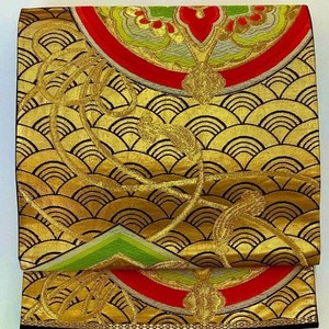 7306# Japanese Vintage Fukuro Obi Belt Kimono Fabric Silk Traditional