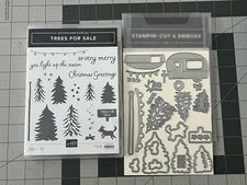 Stampin' Up! TREES FOR SALE & TREE LOT DIES .....Camper, Doggie, Trees ...