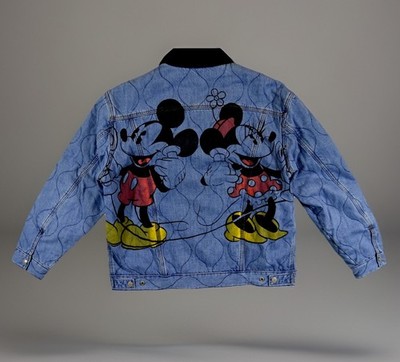 Neu Levis Disney Mickey Mouse Gr. L Large wattierte Trucker Jacke Wende blau