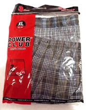 POWER CLUB 3 Pack Mens Boxer Shorts Plaids Elastic Waist Fly Front Sz XL NEW