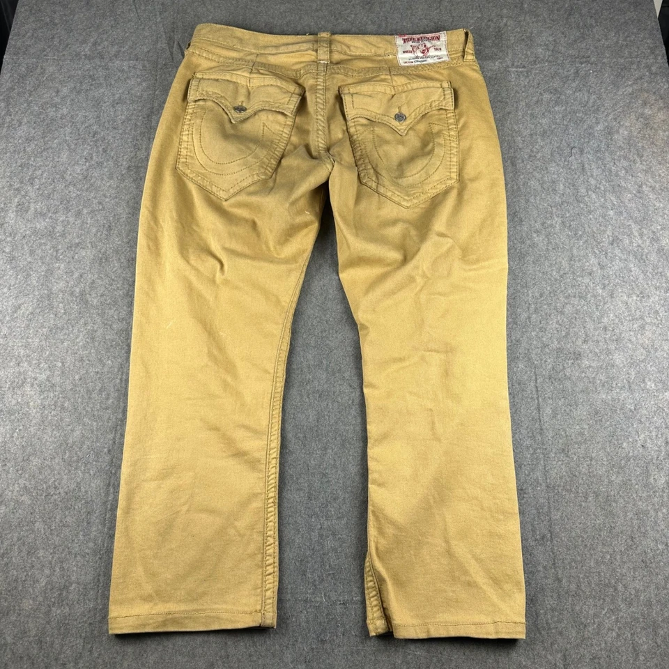 Y2K True Religion Men Jeans Size 40x29 Actual Tan Grunge Skater Stitched Pinkman - Image 2 of 4
