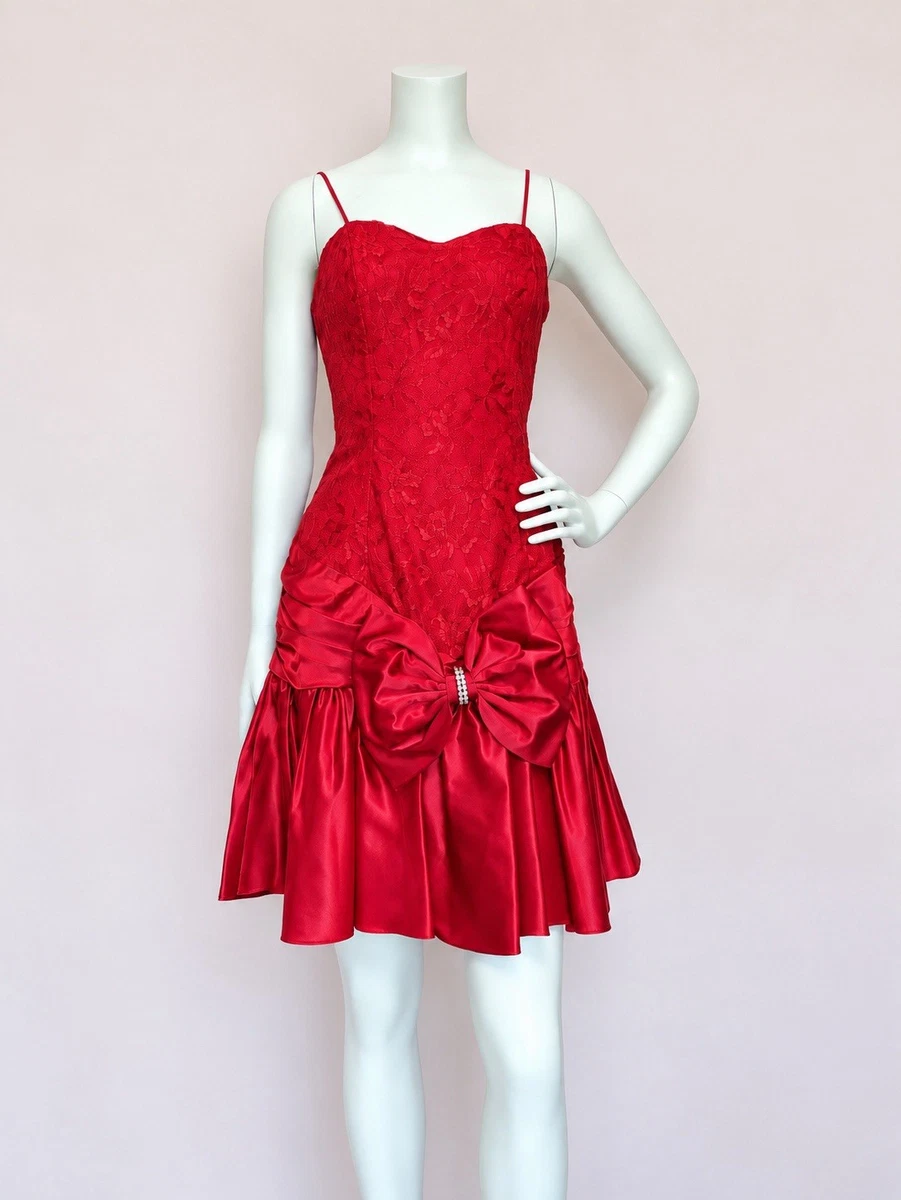 Party Red 1980s Vintage Dresses for Women for sale