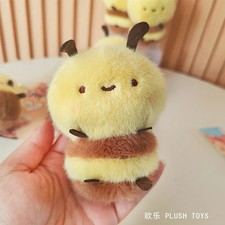 11cm Cute Little Bee Plush Toy Keychain Soft Stuffed Animal Backpack Pendant Gif