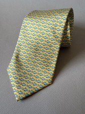 VINEYARD VINES Yellow with Blue Sharks Silk Mens Tie FREE SHIP
