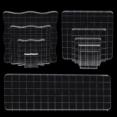 10 PCS Clear Acrylic Stamp Blocks Set Stamping Tools Grid Lines Scrapbooking