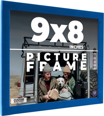 9x8 Frame Blue Solid Wood Picture Frame Width 0.75 Inches | Interior Frame Depth