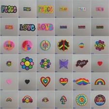 Paix Amour Fleur Patch brodé hippie thermoadhésif pour vêtements à repasser...