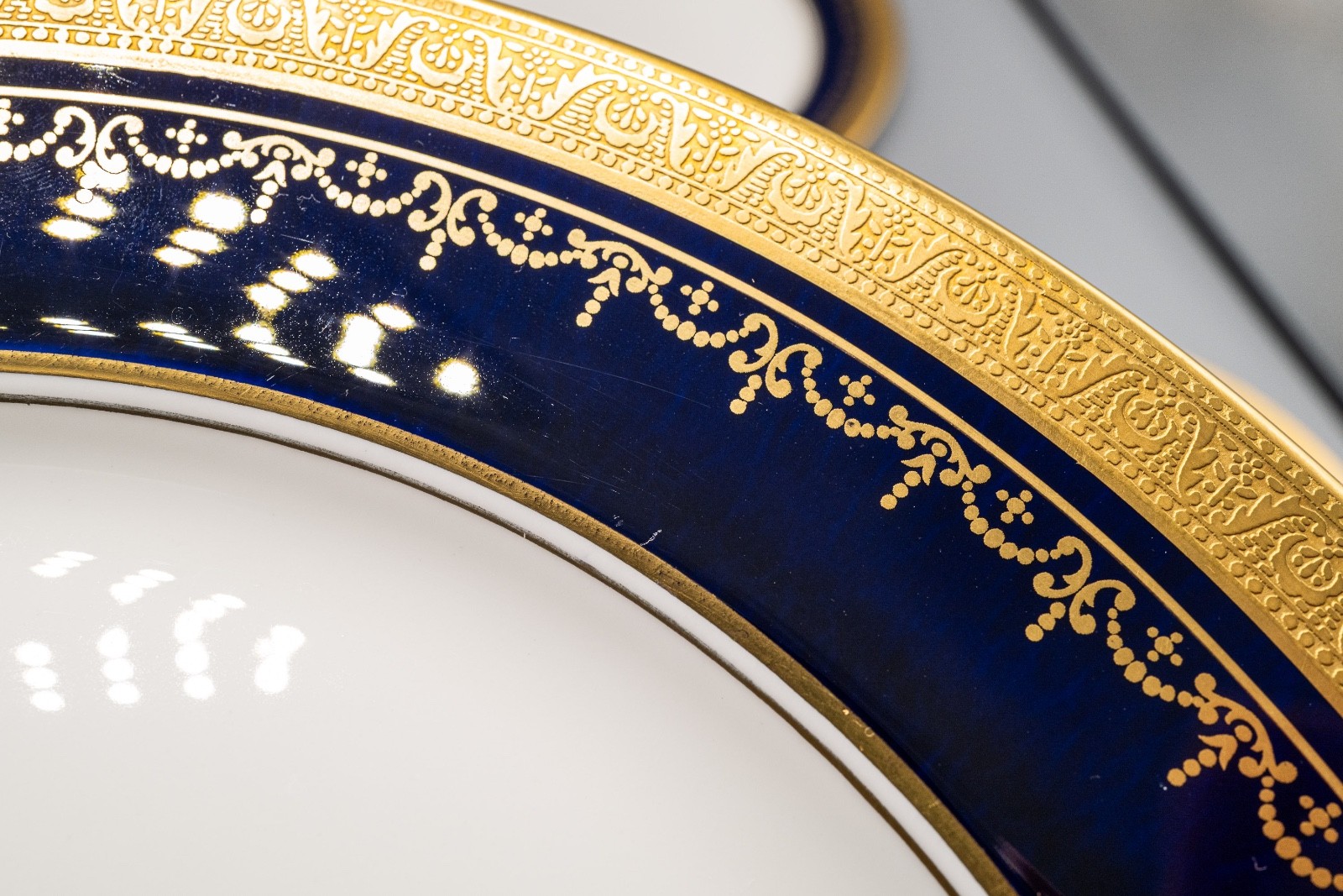 Aynsley Georgian Cobalt Blue Dinner Plates Set of 11 -10 1/2" -FREE USA SHIPPING