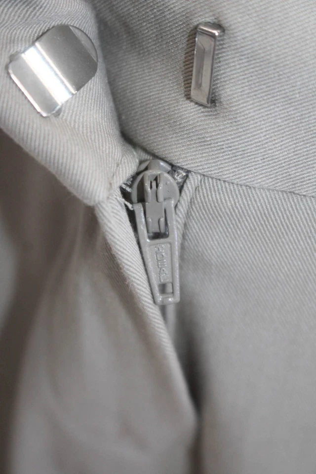 Pantalones Elie Tahari para mujer con cremallera texturizada forrados pierna ancha puño inferior caqui beige Si Foto 4 de 4