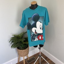 Vintage One Size Fits All Mickey Mouse Unlimited Aqua Teal T-shirt