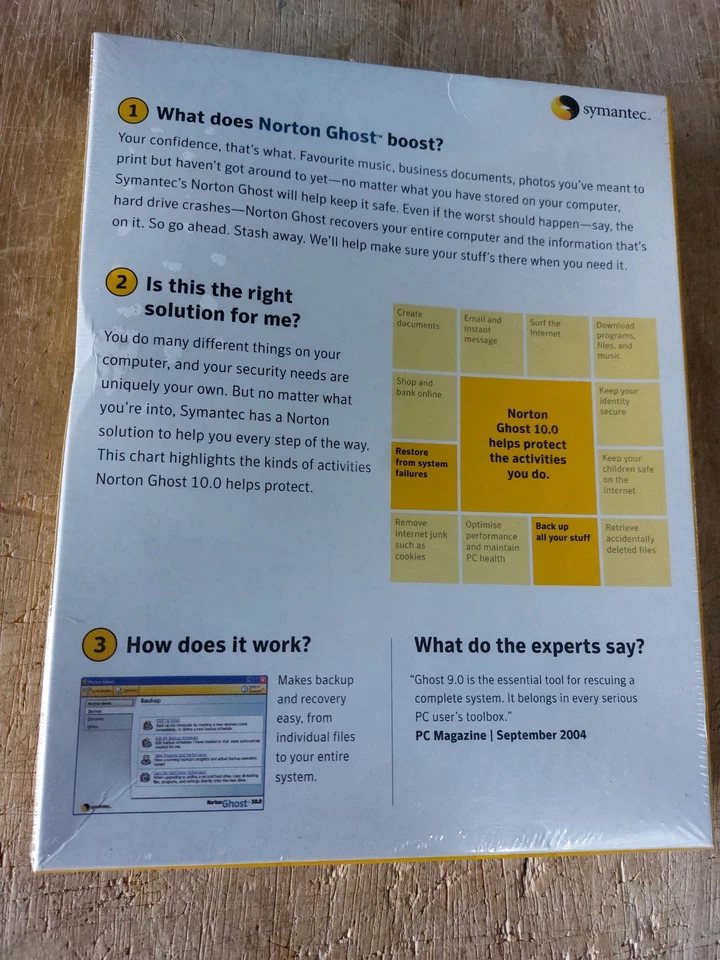 Norton Ghost 10 PC Computer Backup Recovery Windows XP Home Pro 2000 New Sealed - Image 3 of 4