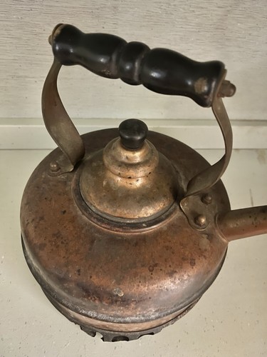 ๐ Vtg Antique The Simplex Patent Tea Kettle Solid Copper England 400709-402190 - Picture 5 of 10