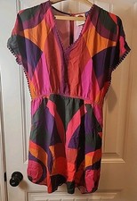 Farm Rio Cover Up Mini Dress Pockets Boho Resort Beach Vacation Travel Size M 