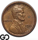 1921-S Lincoln Cent Wheat Penny, Better Date, Choice BU++