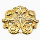 Vintage Miriam Haskell Signed Gold Tone Ornate Scroll Brooch Estate Pin