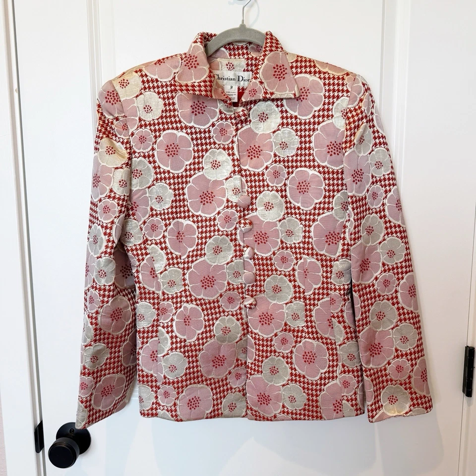 Traje falda pata de gallo vintage Christian Dior para mujer talla 2 diseñador dinero antiguo Foto 2 de 4