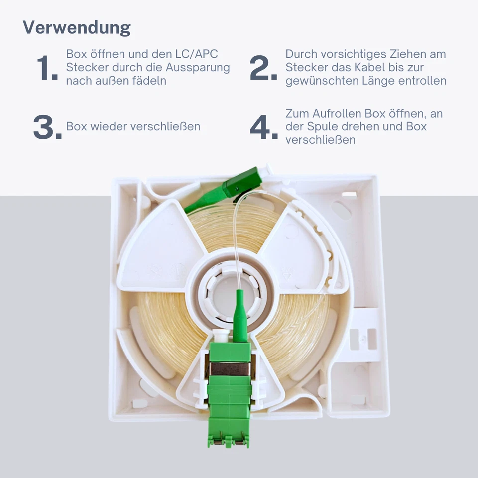 Glasfaserkabel FTTH Ziehbox LCA (8°) mit Anschlussdose vorkonfektioniert CONBIC® - Bild 4 von 4