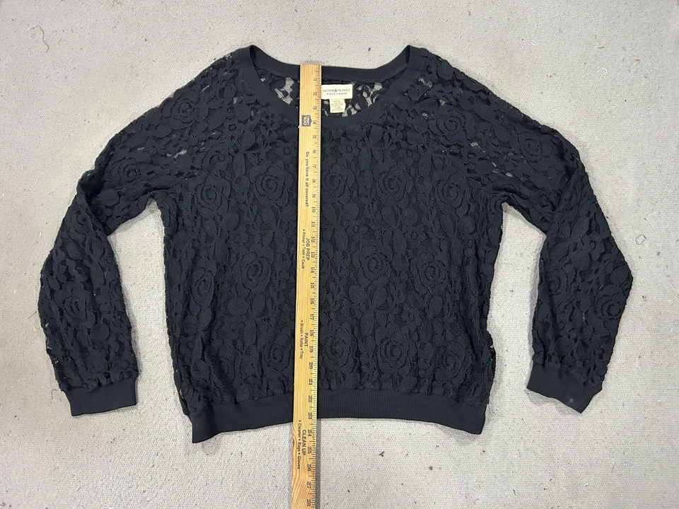Suéter Denim & Supply Ralph Lauren para Mujer XL Negro Encaje Floral Transparente Hada Oscura Foto 4 de 4