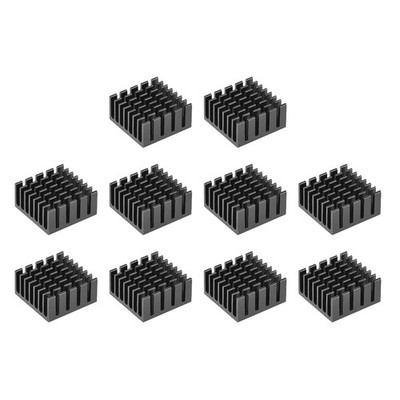Heat Sink Cross Carved MOS GPU IC Chip Black 20 x 20 x 10mm 10pcs
