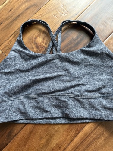 Lululemon Energy Sports Bra Women's Size 10 Gray Top Activewear Yoga Gym Hiking