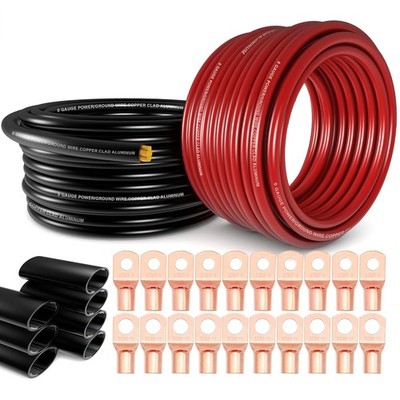 1/0 Gauge Wire 20FT Red/Black CCA Copper Clad Aluminum Battery & Car Audio Cable