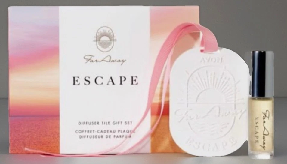 Far Away Escape, juego de regalo de azulejos difusores, mini perfume y difusor en relieve, Avon Foto 3 de 4