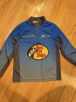Bass Pro Shops XPS 1/4 Zip Long Sleeve Fishing Pullover Shirt Blue/Gray S