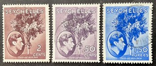 Seychelles 1942 3 x stamps ordinary paper vfu