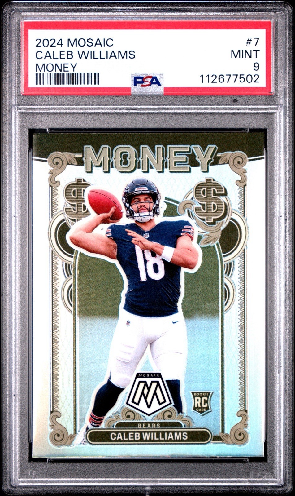 Caleb Williams RC PSA 9 2024 Panini Mosaic Money Chicago Bears #7