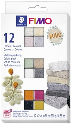 FIMO EFFECT Modelliermasse-Set ''Boho Colours'' 12 Blöcke à 25 g