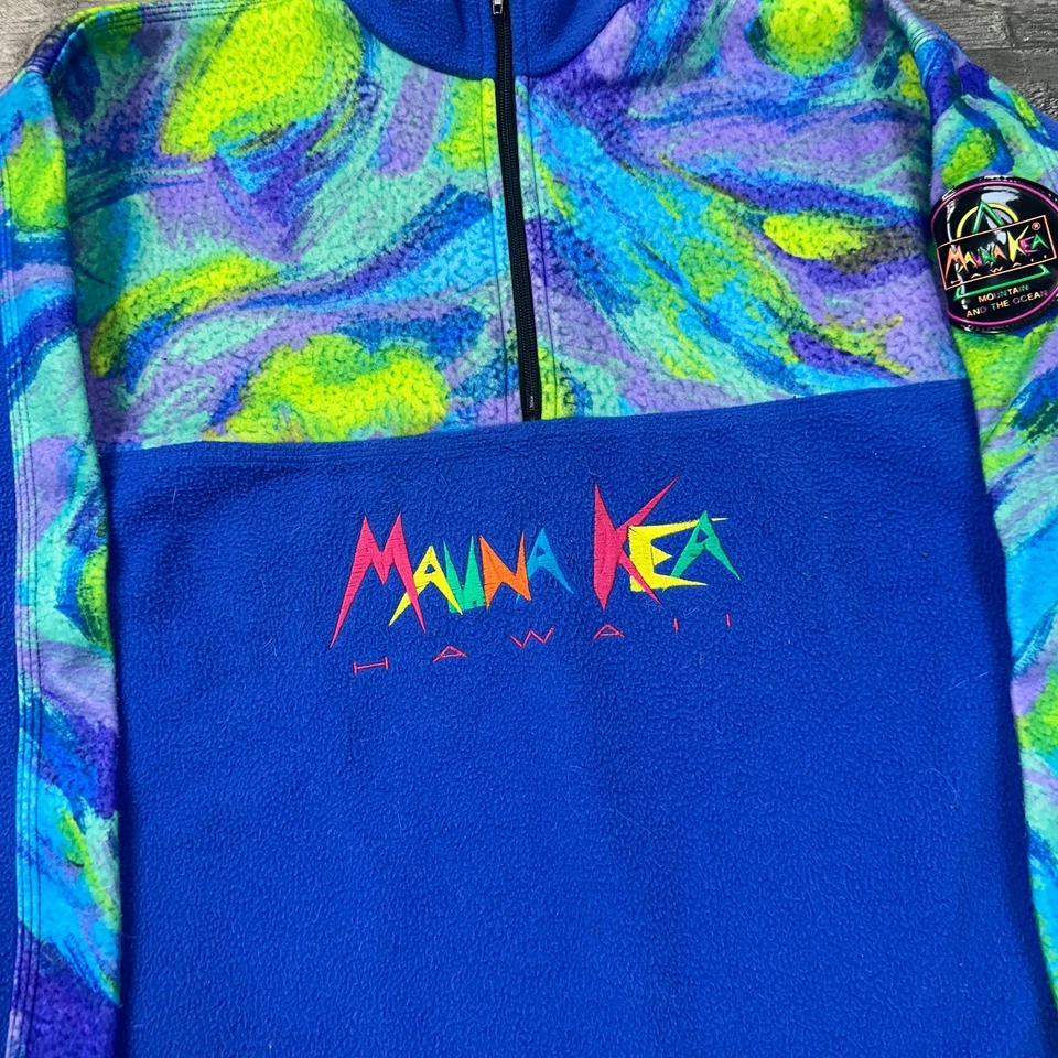 Vintage Fleece Jumper 14 Zip 90s Retro Colour Block Ski Sweater Blue Mens Small - Image 4 of 4