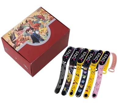 POKEMON DIGITALE LED UHREN 6 STÜCK/SET GESCHENKVERPACKUNG KINDER ANIME MANGA