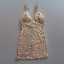 Fashion Nova Keep Your Shine Sequin Bodycon Dress Iridescent Pink NWT Size S