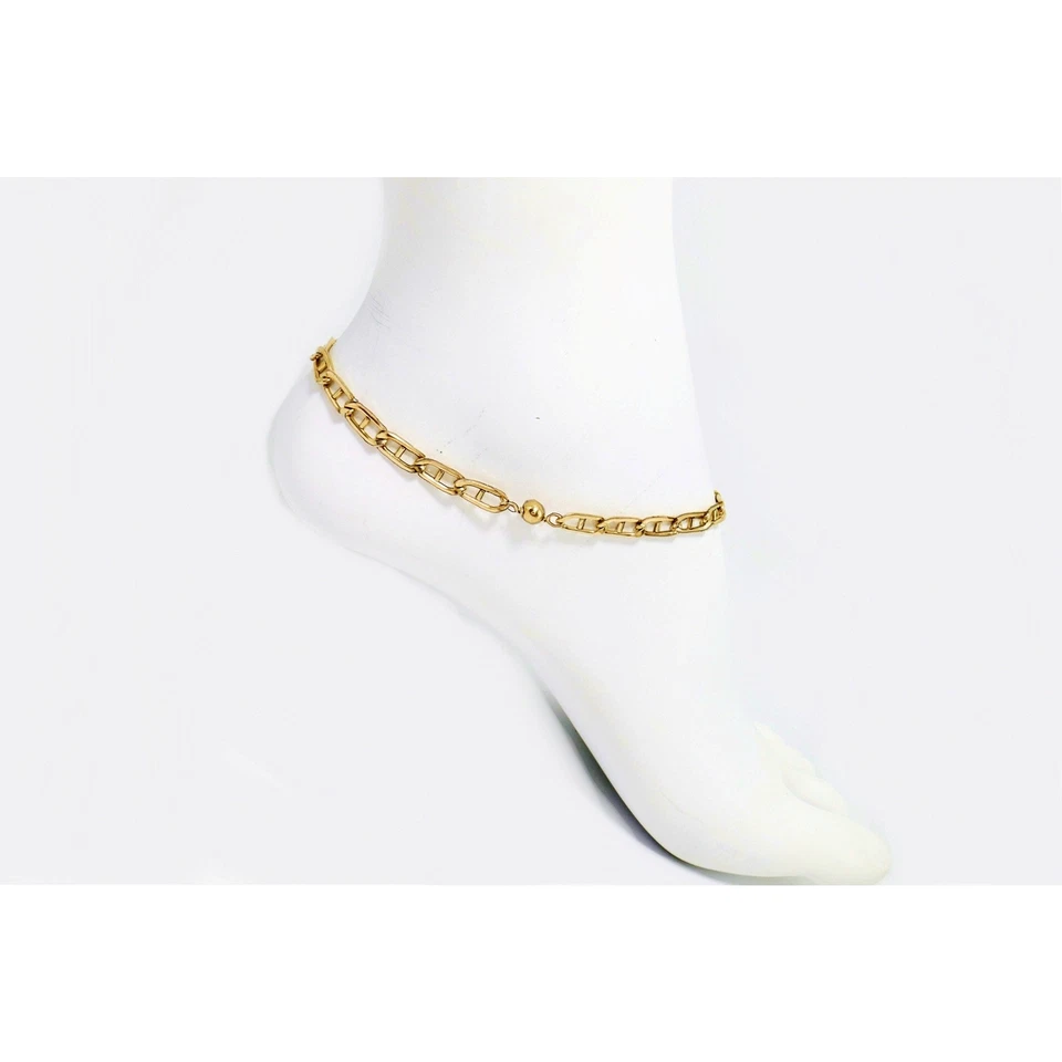 实心链男女通用脚链手链 10 - 11 英寸正品 1/20 - 14K 镀金 — 第 3/4 张图片