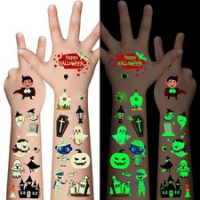 Luminous Halloween Temporary Tattoos - 20 Sheets of 360 Playful Designs for Kids