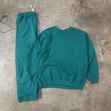 Vintage 1970s Russell Athletic Size Large Blue Green Sweatshirt Pants And Sweat
