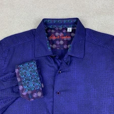 Robert Graham Shirt Mens XL Long Sleeve Button Up Contrasting Cuffs Purple