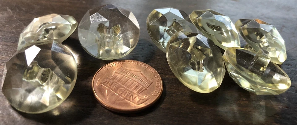 8 botones retro de vástago de plástico amarillo facetado con cúpula facetado toque transparente 3/4" 19 mm 7523 Foto 2 de 3