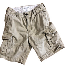 Abercrombie Kids 12 Boys Heavy Tan Khaki Cargo Shorts Zip Fly