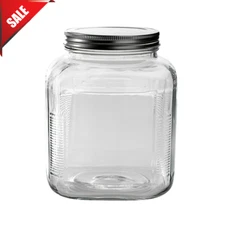 1-Gallon Clear Glass Large Jar Wide Mouth with Airtight Metal Lid For Storing