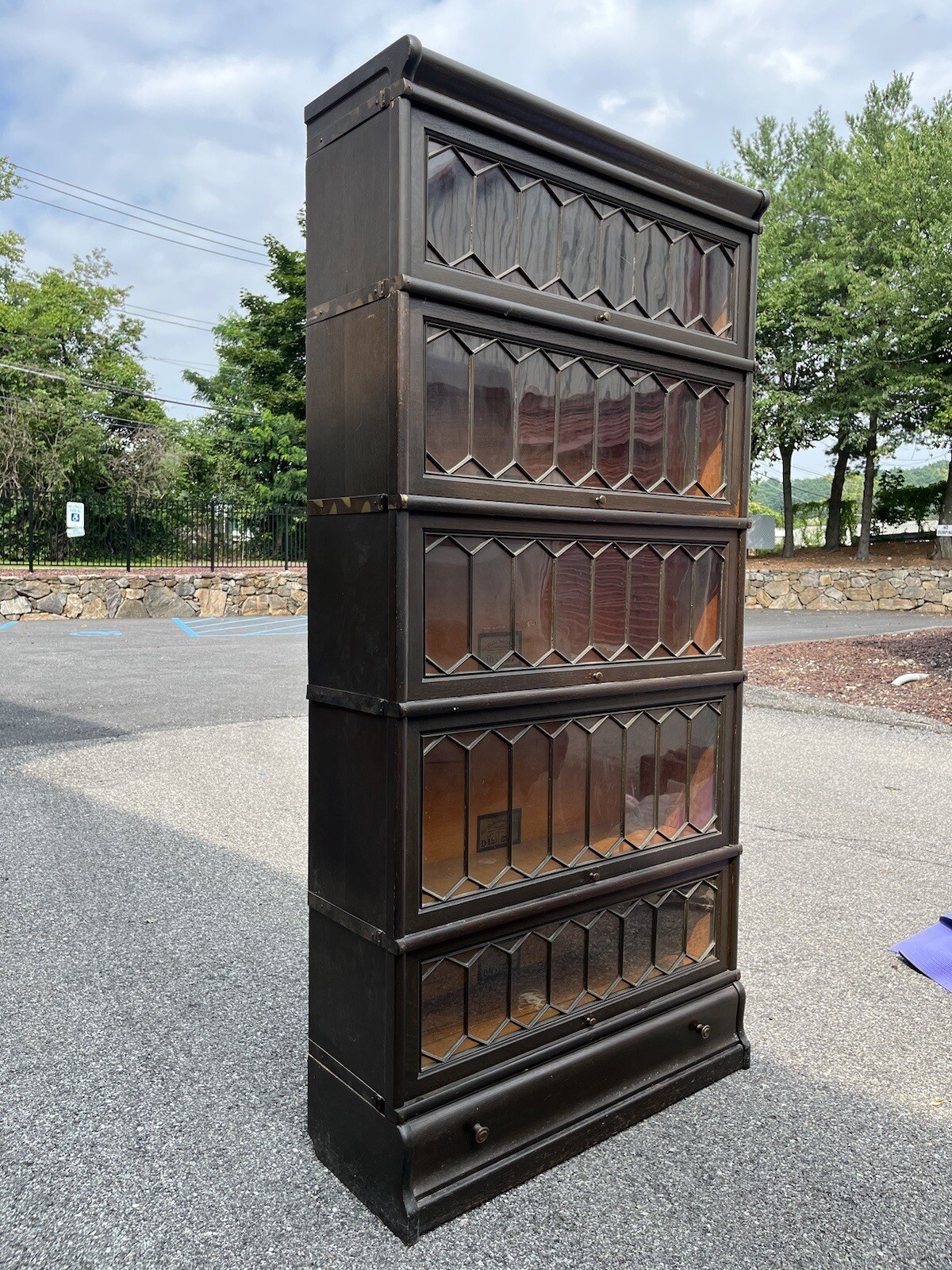 Oak Globe Wernicke Fully Leaded Barrister Lawyers Bookcase eBay