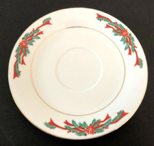 Fine China of China Poinsettia  Ribbons, Gold Trim - 6" TEA CUP SAUCER