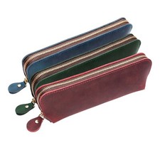 Vintage Rindsleder Federmappe Federmäppchen Schlampermäppchen Federtasche Etui